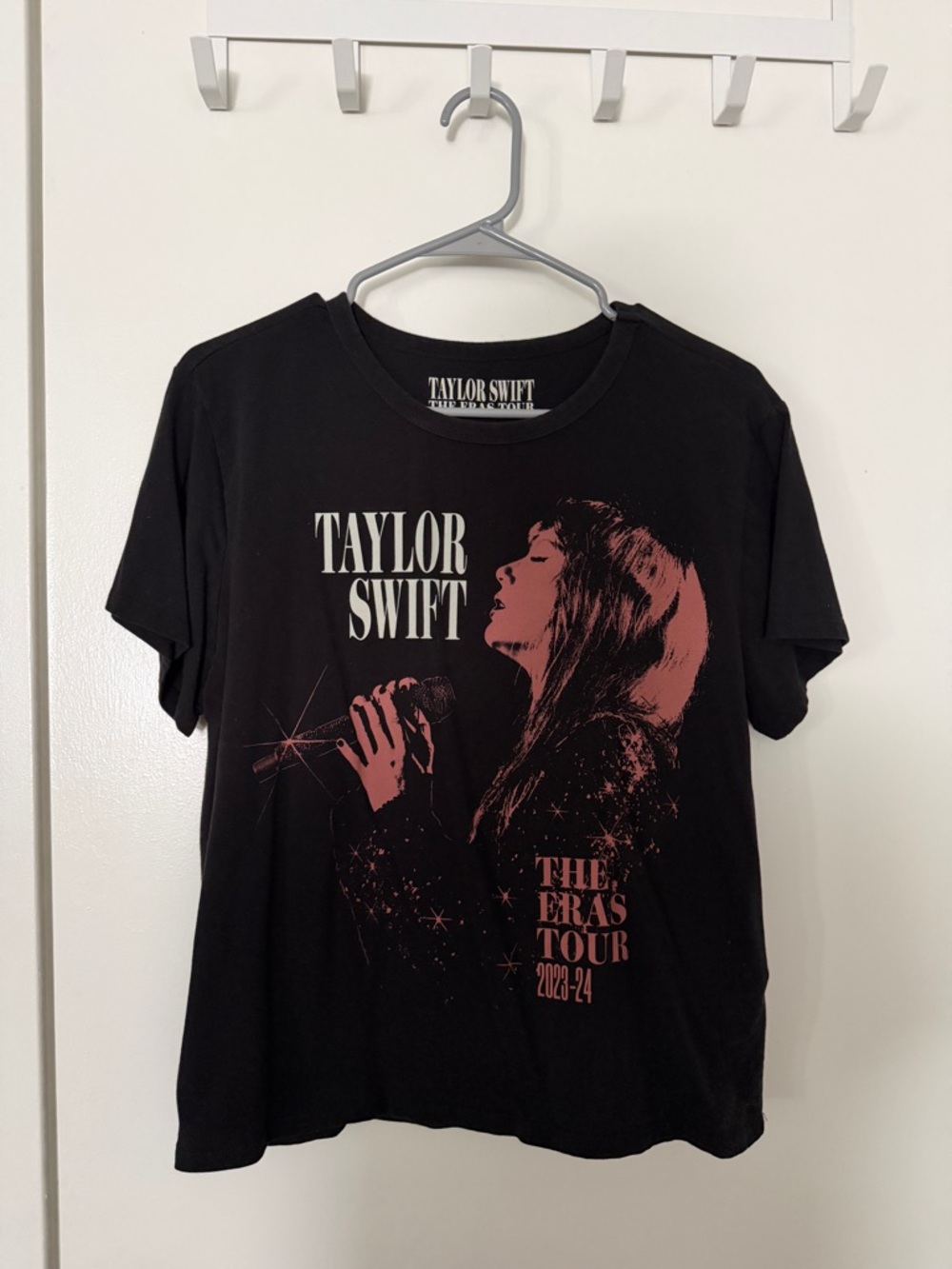 Taylor Swift Black Eras Tour Baby Tee with Red Graphic Portrait
